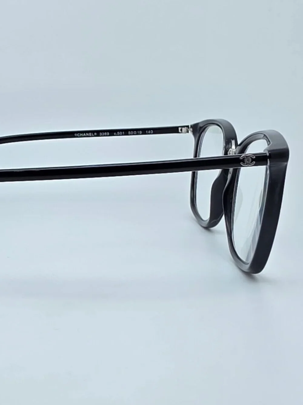 Chanel 3369 c.501 Black Silver CC Square Eyeglasses Frame Italy 50-19-140